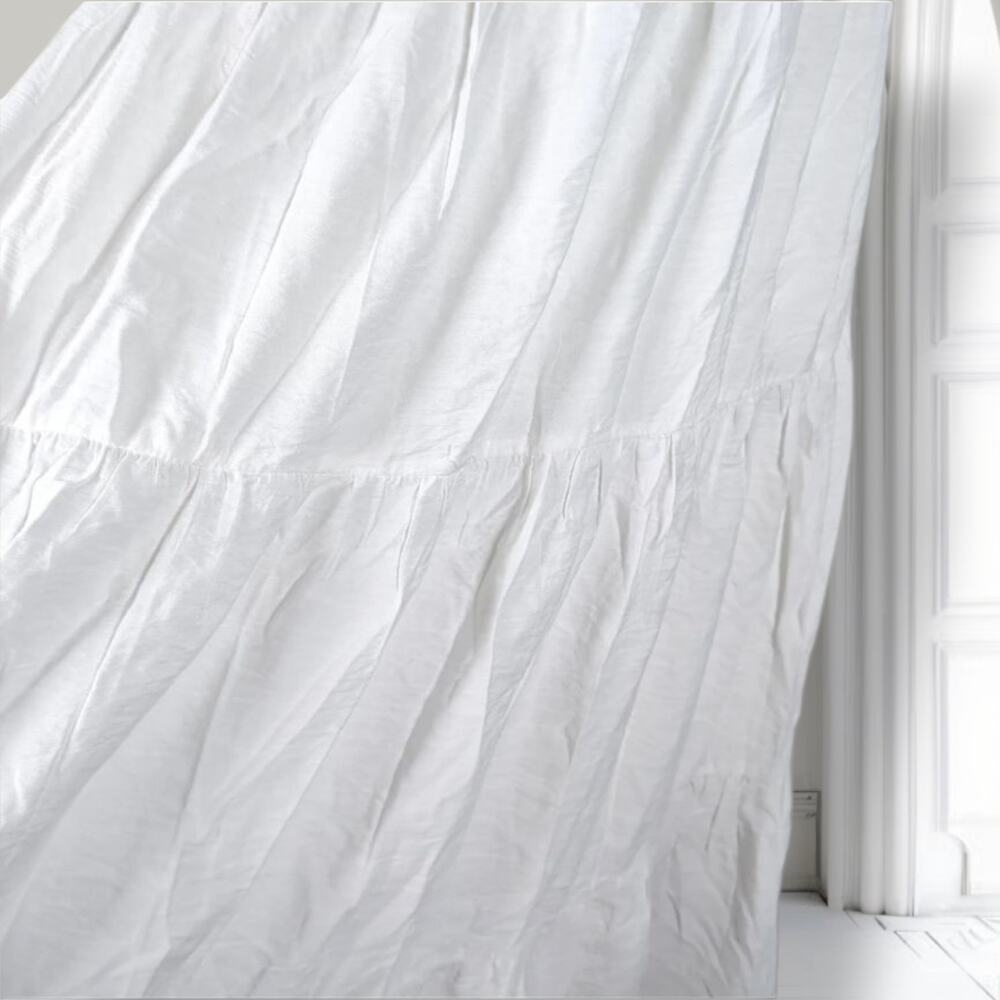 White Nap Dress Cottagecore Coquette Maxi Puff Sleeve Open Back L Skylar Rose - Picture 11 of 16